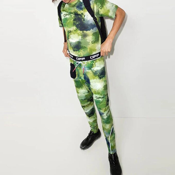 Off-White Men’ s Camouflage Printing Casual Long Pants/Trousers Green