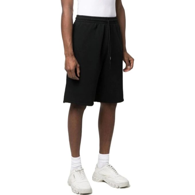 Off-White Men’ s Caravaggio Logo Printing Solid Color Sports Shorts Black