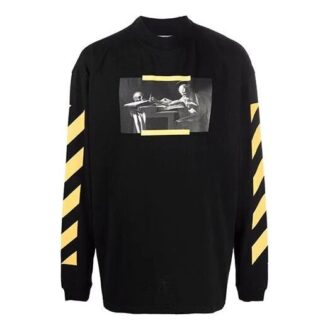 Off-White Men’ s Caravaggio Painting Pattern Stripe Long Sleeves Loose Fit Black