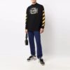 Off-White Men’ s Caravaggio Painting Pattern Stripe Long Sleeves Loose Fit Black