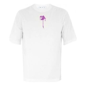 Off-White Men’ s Casual Cotton Round Neck Short Sleeve Loose Fit White T-Shirt