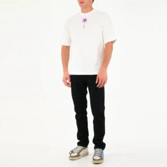 Off-White Men’ s Casual Cotton Round Neck Short Sleeve Loose Fit White T-Shirt