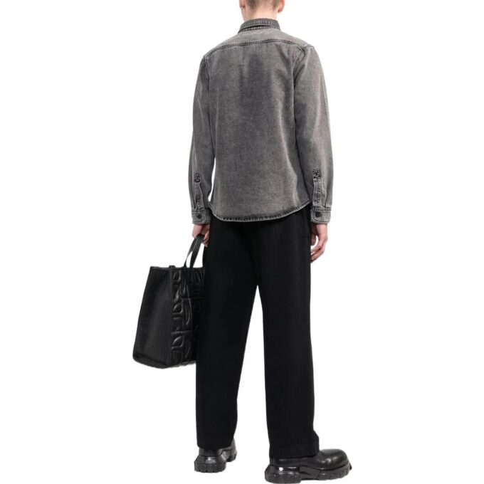 Off-White Men’ s Chest Denim Long Sleeves Brown Shirt