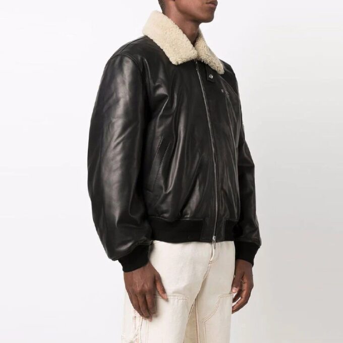 Off-White Men’ s Cortex Aviator Jacket Loose Fit Black