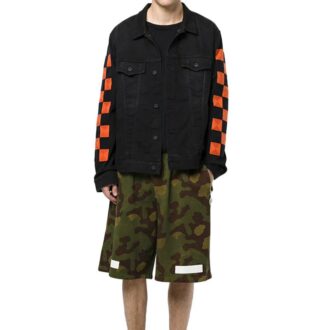 Off-White Men’ s Cotton Camouflage Shorts Military Green Off-White Men’ s Cotton Camouflage Shorts Military Green