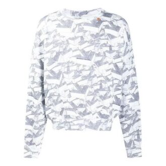 Off-White Men’ s Cotton Geometry Pattern Full Print Round Neck Long Sleeves White Off-White Men’ s Cotton Geometry Pattern Full Print Round Neck Long Sleeves White