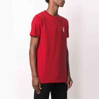 Off-White Men’ s Cut Here Printing Red T-Shirt Off-White Men’ s Cut Here Printing Red T-Shirt