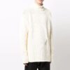 Off-White Men’ s Detail Knit Solid Color High Collar Wool Sweater Loose Fit White
