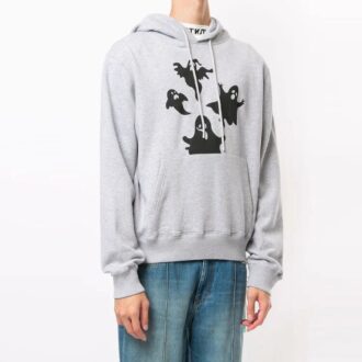 Off-White Men’ s Devil Printing Hooded Long Sleeves Gray Off-White Men’ s Devil Printing Hooded Long Sleeves Gray