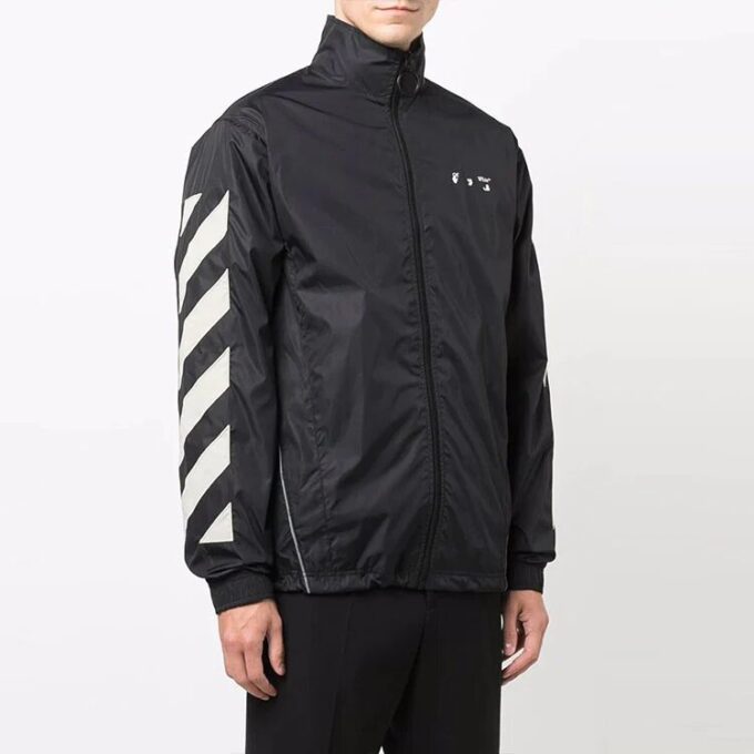 Off-White Men’ s Diagonal Stripes Jacket Loose Fit Black