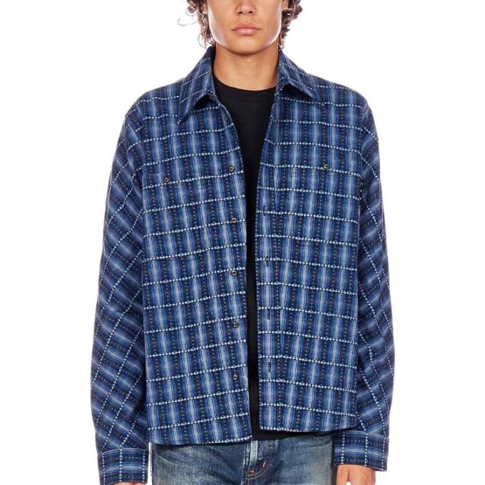 Off-White Men’ s Flannel Plaid Blue Shirt