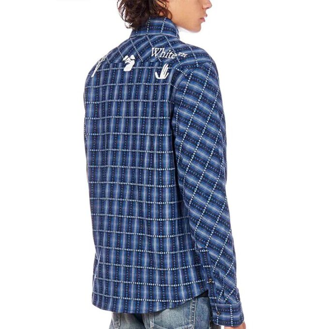 Off-White Men’ s Flannel Plaid Blue Shirt