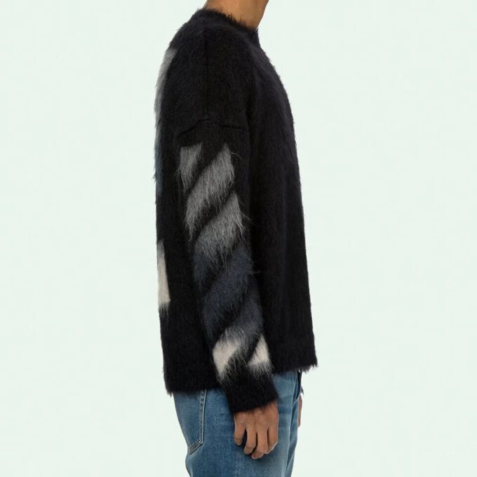 Off-White Men’ s Fleece Round Neck Knit Black
