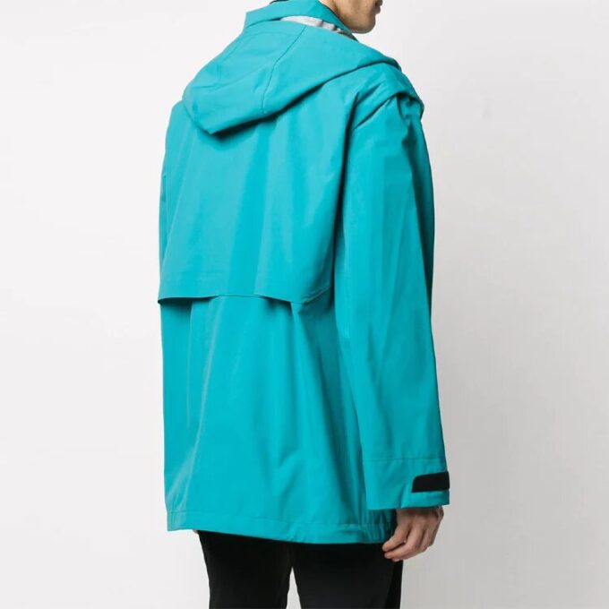 Off-White Men’ s Functional Material Detachable Windproof Jacket Loose Fit Lake Blue