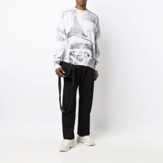Off-White Men’ s FW21 Abstract Printing Round Neck Pullover Wool Sweater Loose Fit White Off-White Men’ s FW21 Abstract Printing Round Neck Pullover Wool Sweater Loose Fit White