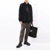 Off-White Men’ s FW21 Adornment Slogan Denim Long Sleeves Denim Deep Blue Shirt