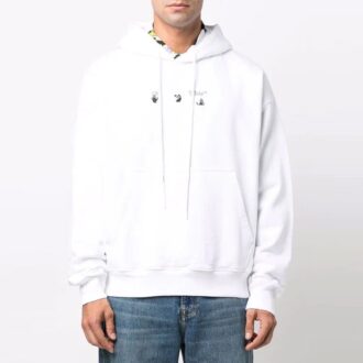 Off-White Men’ s FW21 Arrow Pattern Hooded Long Sleeves Loose Fit White Off-White Men’ s FW21 Arrow Pattern Hooded Long Sleeves Loose Fit White