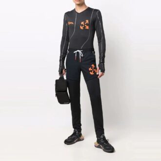 Off-White Men’ s FW21 Arrow Pattern Printing Sports Pants/Trousers/Joggers Slim Fit Black Off-White Men’ s FW21 Arrow Pattern Printing Sports Pants/Trousers/Joggers Slim Fit Black