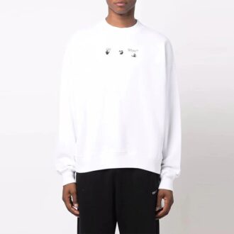 Off-White Men’ s FW21 Arrow Pattern Pullover Round Neck Loose Fit White Off-White Men’ s FW21 Arrow Pattern Pullover Round Neck Loose Fit White