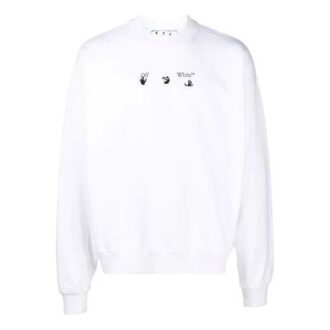 Off-White Men’ s FW21 Arrow Pattern Round Neck Pullover Loose Fit White Off-White Men’ s FW21 Arrow Pattern Round Neck Pullover Loose Fit White
