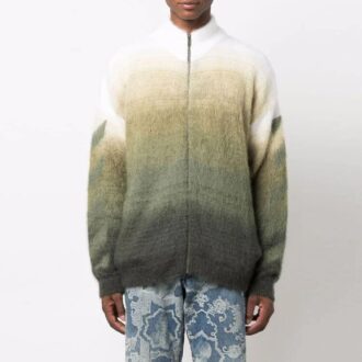 Off-White Men’ s FW21 Arrow Pattern Zipper Cardigan Wool Sweater Loose Fit Green Off-White Men’ s FW21 Arrow Pattern Zipper Cardigan Wool Sweater Loose Fit Green