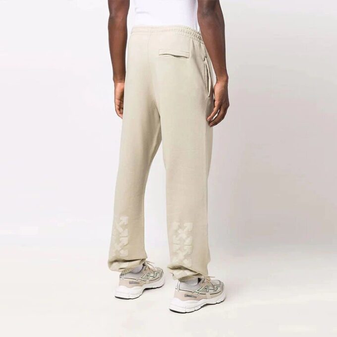Off-White Men’ s FW21 Arrow Solid Color Bundle Feet Sports Pants/Trousers/Joggers Loose Fit Khaki