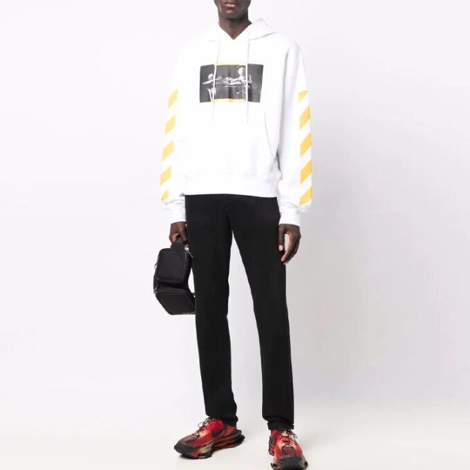 Off-White Men’ s FW21 Caravaggio Painting Printing Pullover Loose Fit White