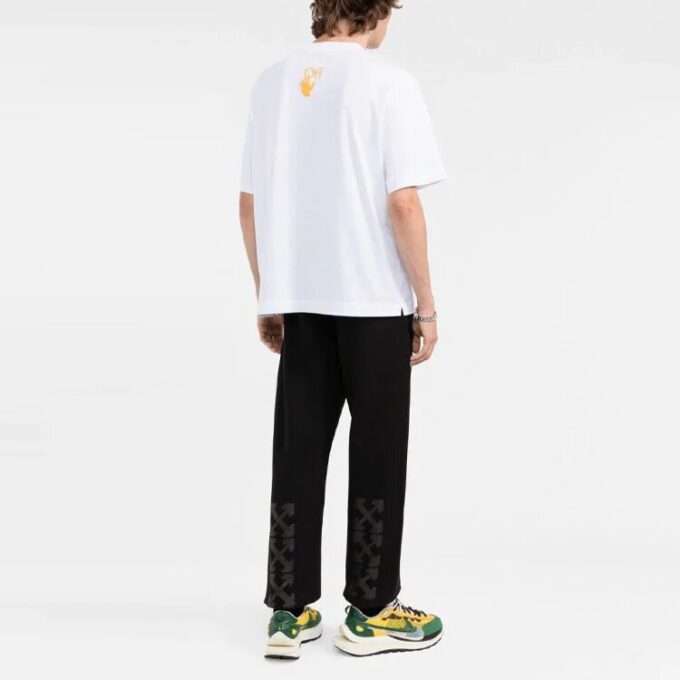 Off-White Men’ s FW21 Caravaggio Pattern Printing Round Neck Short Sleeve Slim Fit White T-Shirt