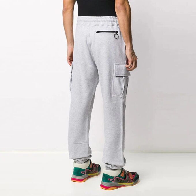 Off-White Men’ s FW21 Cargo Pocket Sports Pants/Trousers/Joggers Gray