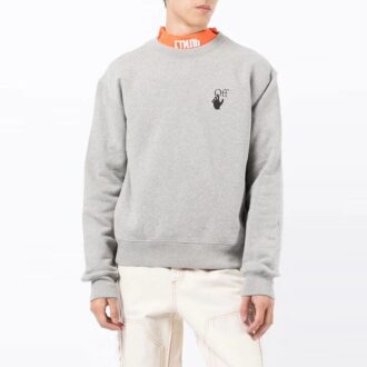 Off-White Men’ s FW21 Chest Logo Printing Back Arrow Pattern Long Sleeves Loose Fit Gray Off-White Men’ s FW21 Chest Logo Printing Back Arrow Pattern Long Sleeves Loose Fit Gray