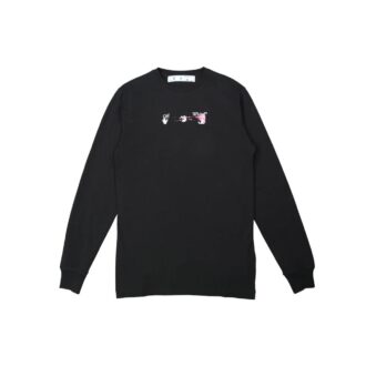 Off-White Men’ s FW21 Color Painting Arrow Round Neck Pullover Long Sleeves Slim Fit Black T-Shirt Off-White Men’ s FW21 Color Painting Arrow Round Neck Pullover Long Sleeves Slim Fit Black T-Shirt