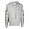 Off-White Men’ s FW21 Diagonal Stripes Hooded Pullover Wool Sweater Loose Fit Gray