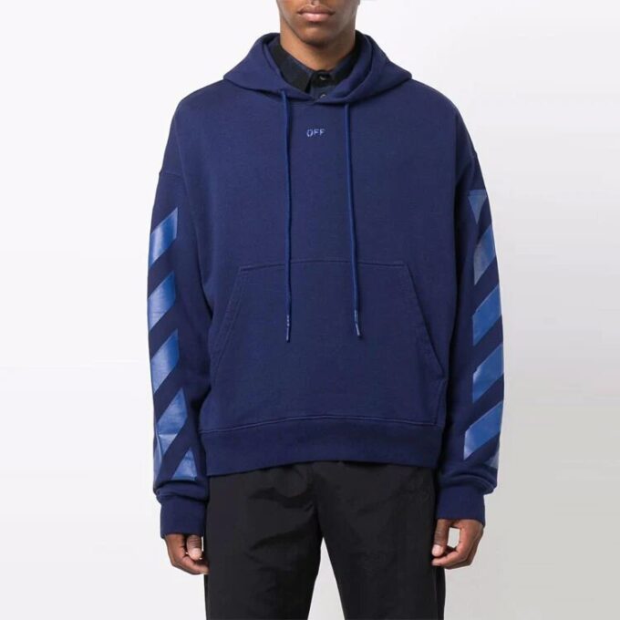 Off-White Men’ s FW21 Iconic Arrow Pattern Drawstring Loose Fit Blue