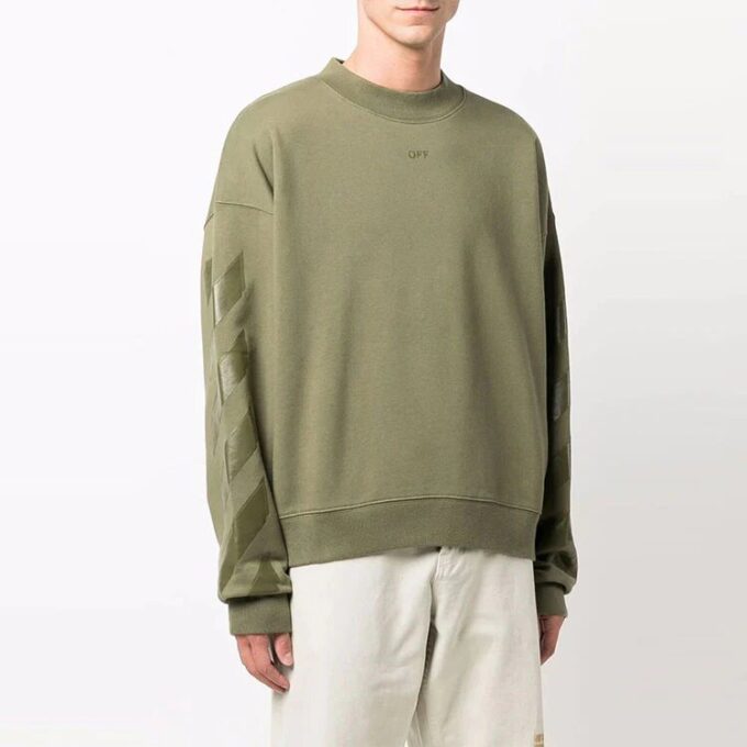 Off-White Men’ s FW21 Iconic Arrow Pattern Drawstring Loose Fit Green