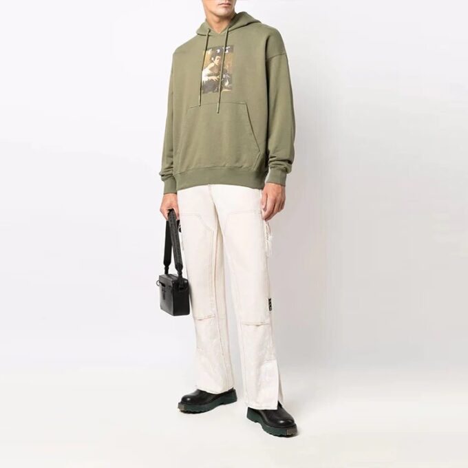 Off-White Men’ s FW21 Illustration Printing Loose Fit Green