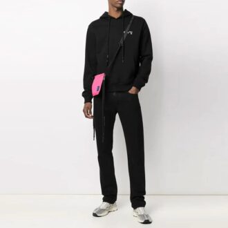 Off-White Men’ s FW21 Logo Drawstring Pullover Loose Fit Black Off-White Men’ s FW21 Logo Drawstring Pullover Loose Fit Black