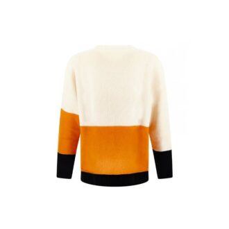 Off-White Men’ s FW21 Logo Pattern Loose Long Sleeves Colorblock Wool Sweater White Off-White Men’ s FW21 Logo Pattern Loose Long Sleeves Colorblock Wool Sweater White