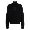 Off-White Men’ s FW21 Logo Pattern Solid Color High Collar Wool Sweater Loose Fit Black