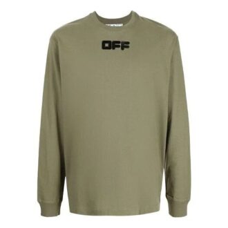 Off-White Men’ s FW21 Logo Printing Long Sleeves Loose Fit Green
