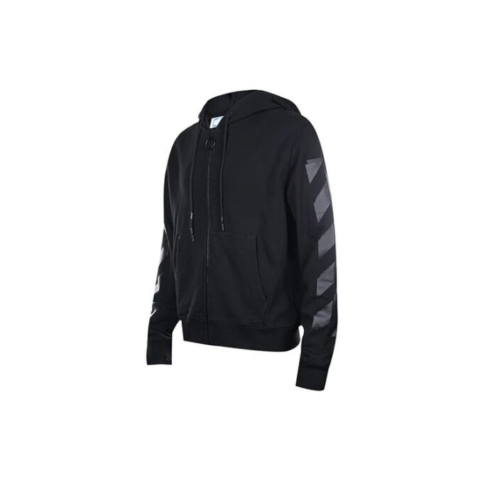 Off-White Men’ s FW21 Logo Printing Zipper Slim Fit Version Black