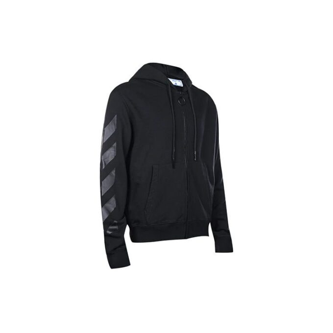 Off-White Men’ s FW21 Logo Printing Zipper Slim Fit Version Black