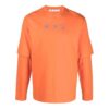 Off-White Men’ s FW21 Logo Round Neck Pullover Printing Long Sleeves Loose Fit Orange T-Shirt