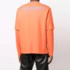 Off-White Men’ s FW21 Logo Round Neck Pullover Printing Long Sleeves Loose Fit Orange T-Shirt