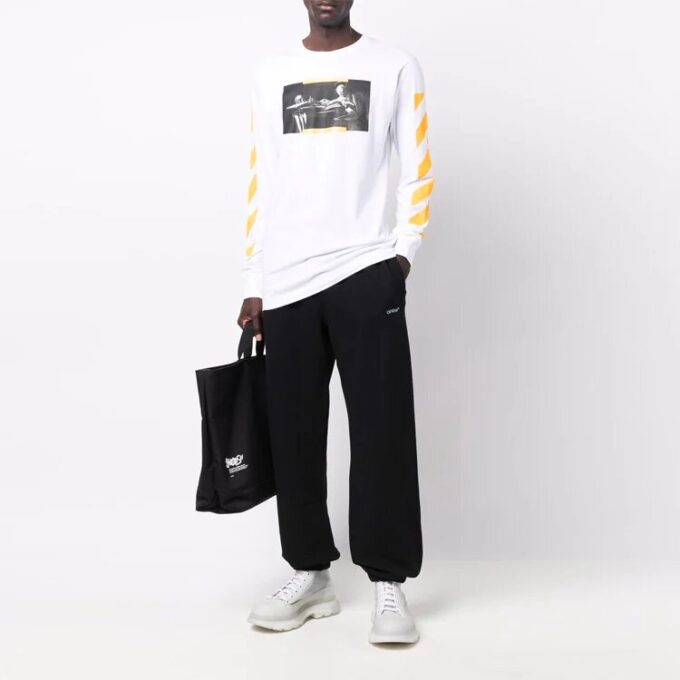 Off-White Men’ s FW21 Logo Sports Pants/Trousers/Joggers Black