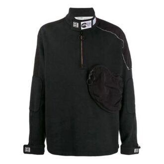 Off-White Men’ s FW21 Pocket Detail Half Zipper Fleece Pullover Loose Fit Black Off-White Men’ s FW21 Pocket Detail Half Zipper Fleece Pullover Loose Fit Black