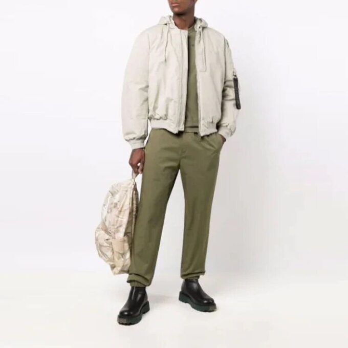 Off-White Men’ s FW21 Solid Color Bundle Feet Sports Pants/Trousers/Joggers Loose Fit Green