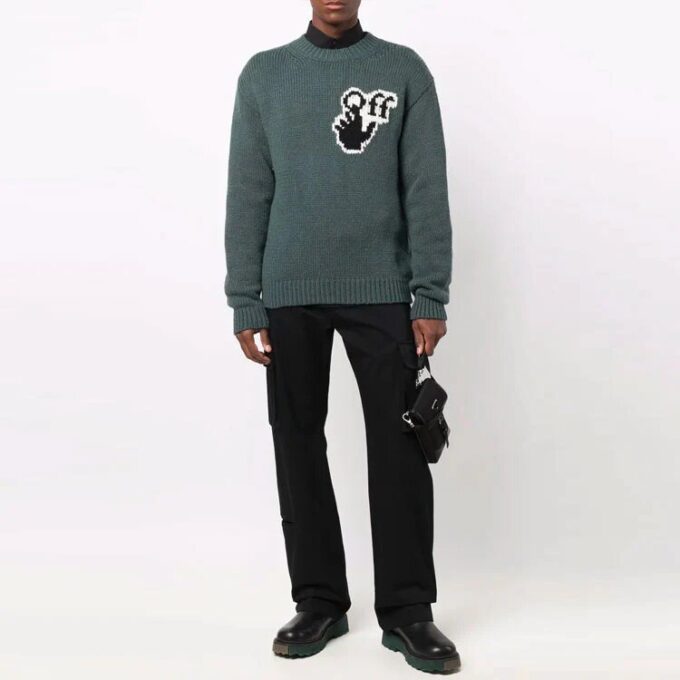 Off-White Men’ s FW21 Solid Color Cargo Casual Long Pants/Trousers Loose Fit Black
