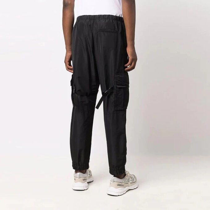 Off-White Men’ s FW21 Solid Color Cargo Functional Casual Pants/Trousers Black
