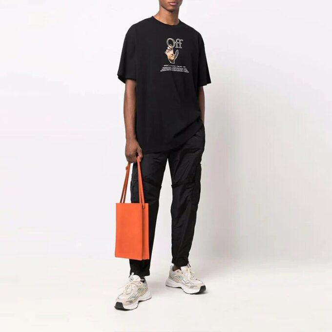Off-White Men’ s FW21 Solid Color Cargo Functional Casual Pants/Trousers Black