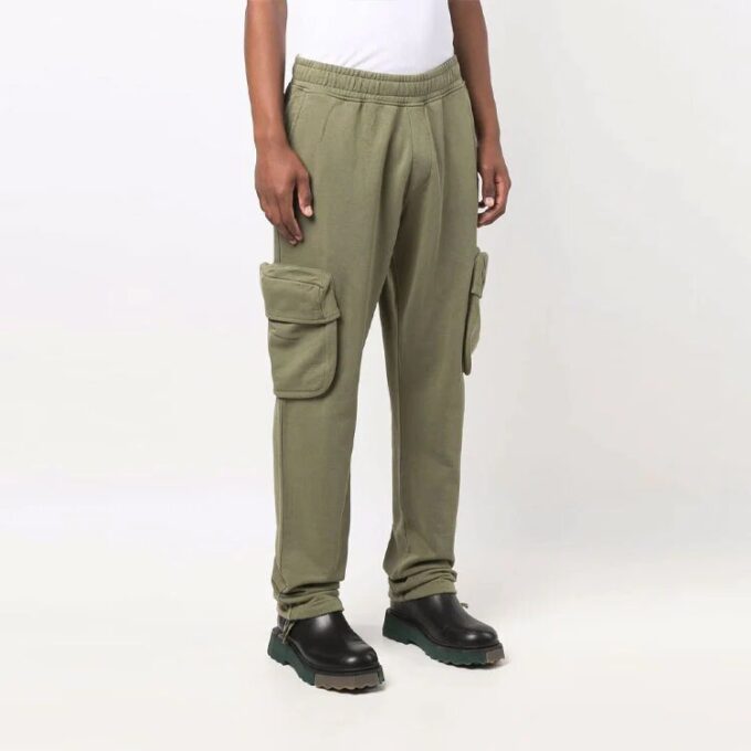 Off-White Men’ s FW21 Solid Color Cargo Pocket Sports Pants/Trousers/Joggers Loose Fit Brown